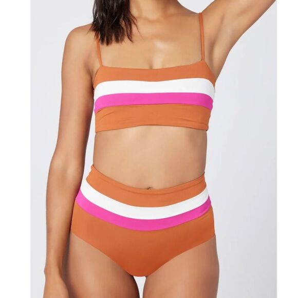 New l*space rebel Portia stripe amber high waist bikini set - Picture 2 of 8